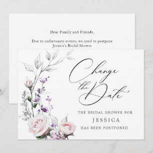 Simple Elegant Bridal Shower Change the Date Invitation