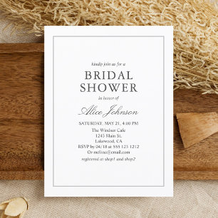 Simple Elegant Bridal Shower Invitation Postcard