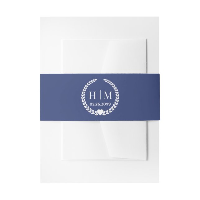 Simple Elegant Bride and Groom Initials Monogram Invitation Belly Band (Front Example)