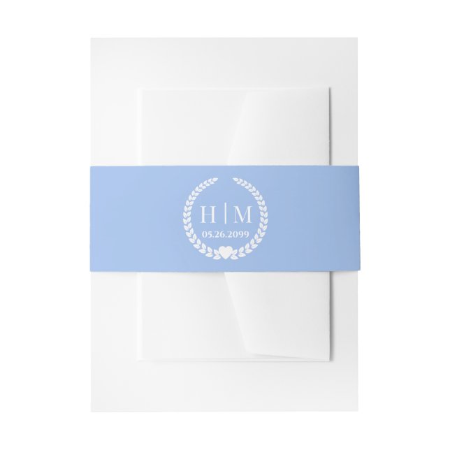 Simple Elegant Bride and Groom Initials Monogram Invitation Belly Band (Front Example)