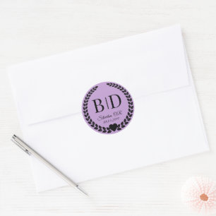 Simple Elegant Bride and Groom Monogram Classic Round Sticker