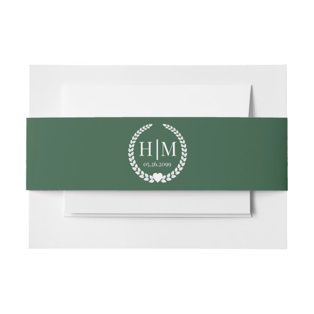 Simple Elegant Bride and Groom Monogram Invitation Belly Band (Front Example)