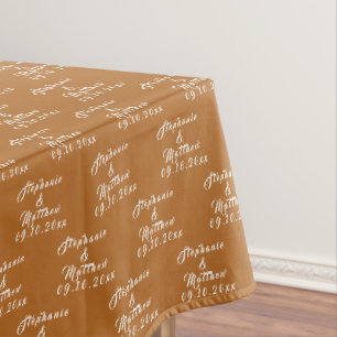 Simple Elegant Bride and Groom Names Wedding Tablecloth
