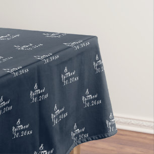 Simple Elegant Bride and Groom Names Wedding Tablecloth