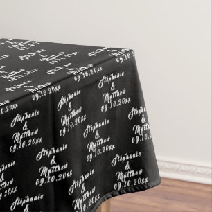 Simple Elegant Bride and Groom Names Wedding Tablecloth