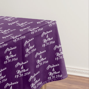 Simple Elegant Bride and Groom Names Wedding Tablecloth