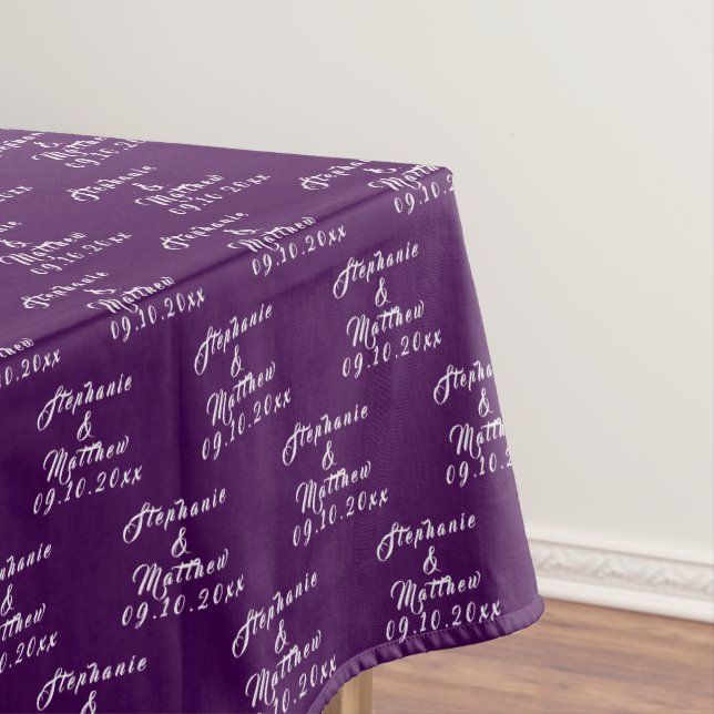 Simple Elegant Bride and Groom Names Wedding Tablecloth (In Situ)