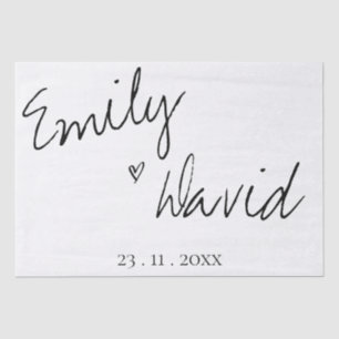 Simple Elegant Bride And Groom Names Wedding Tissue Paper