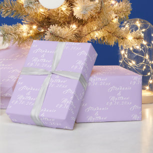 Simple Elegant Bride and Groom Names Wedding Wrapping Paper