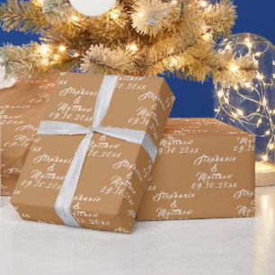 Simple Elegant Bride and Groom Names Wedding Wrapping Paper