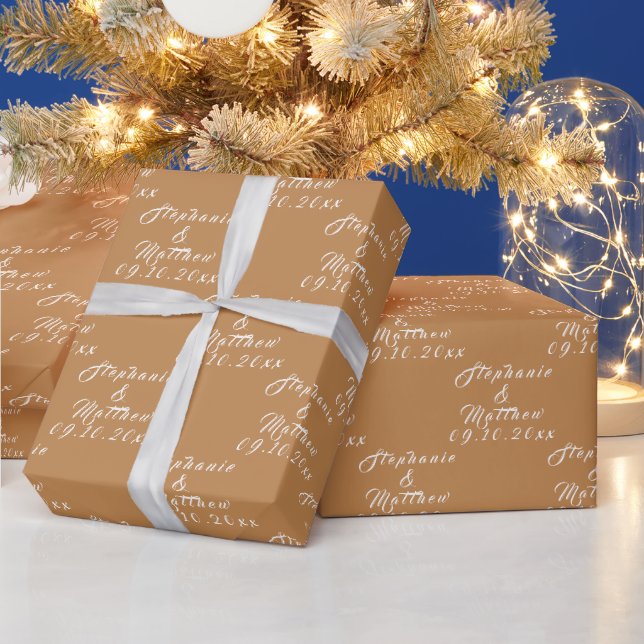 Simple Elegant Bride and Groom Names Wedding Wrapping Paper (Holidays)