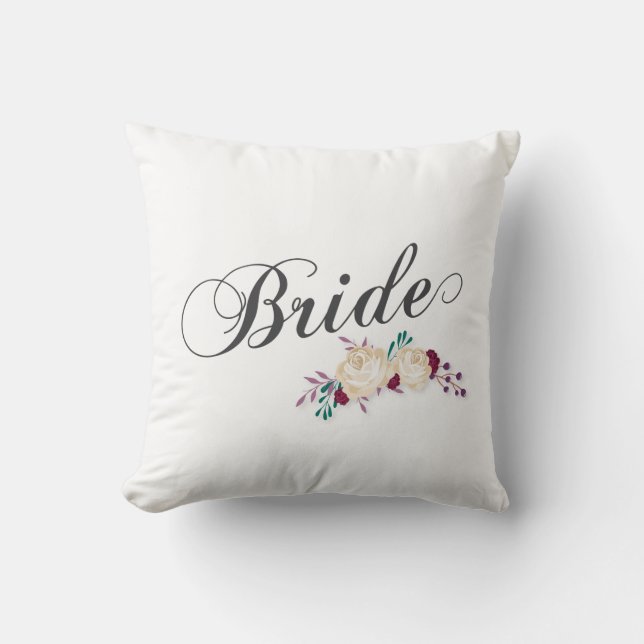 Simple & Elegant Bride Floral | Throw Pillow (Front)