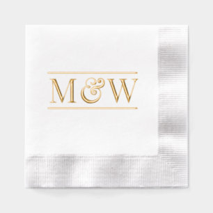 Simple Elegant Bride Groom Wedding 2 Init Monogram Foil Napkins