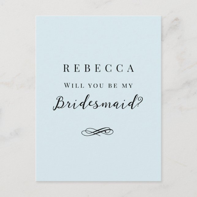 Simple elegant Bridesmaid Proposal Postcard (Front)