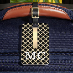 Simple Elegant Brown Brushed Metal Monogrammed  Luggage Tag