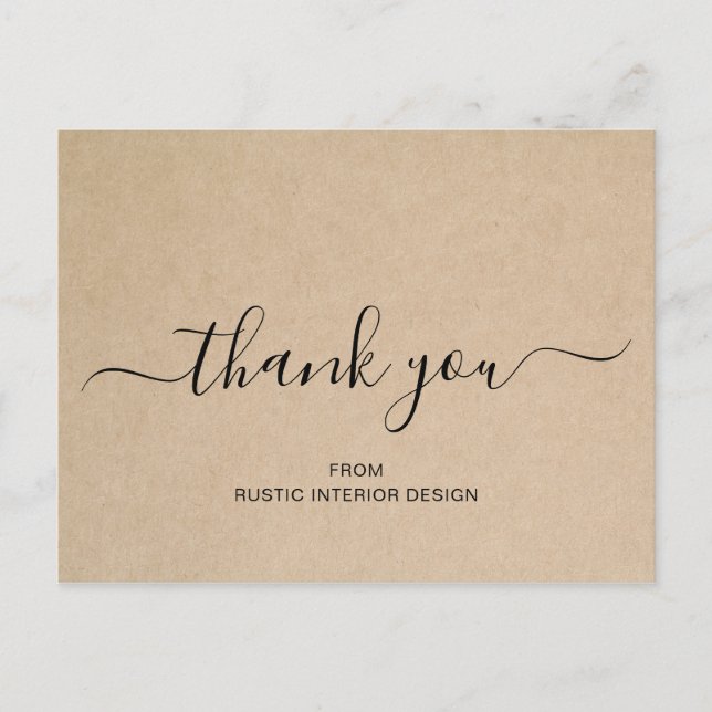 Simple Elegant Brown Business Thank You Postcard (Front)