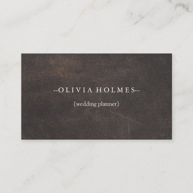 Simple Elegant Brown Leather Look Professional Business Card (Front)