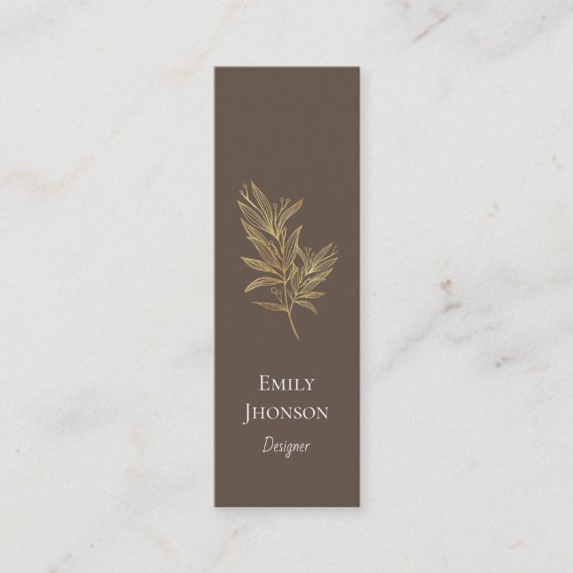 Simple Elegant Brown Mini Business Card (Front)