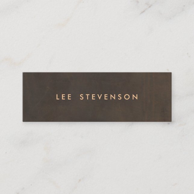 Simple Elegant Brown Suede Look Gentleman's Mini Business Card (Front)