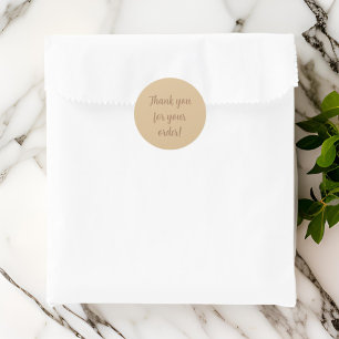 Simple elegant brown Thank You  Classic Round Sticker
