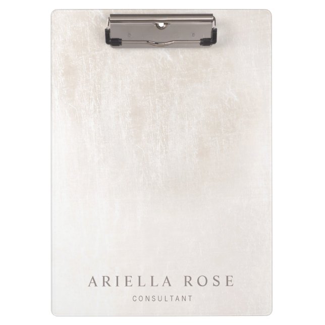 Simple Elegant Brushed White Marble Clipboard (Front)