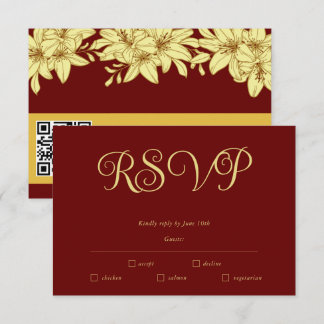 Simple Elegant Burgundy & Gold RSVP Card