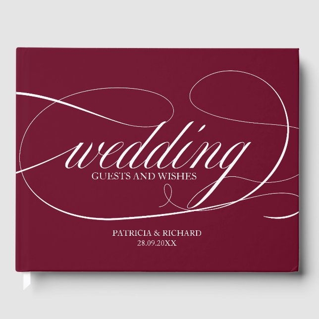 Simple Elegant Burgundy Marsala Mariage livre d'hô (Recto)