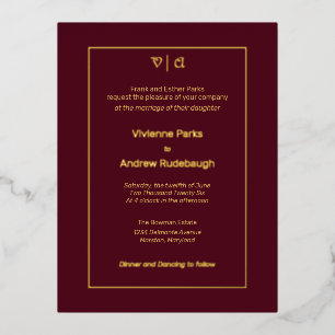 Simple Elegant Burgundy Touch of Foil Invitation