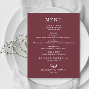 Simple Elegant Burgundy Wedding Dinner