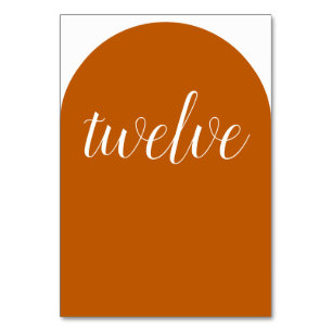 Simple Elegant Burnt Orange Rounded Table Number