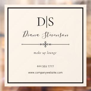 Simple Elegant Business Salon Name Initial Beige Window Cling