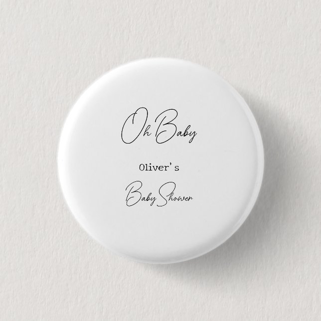 Simple Elegant Calligraphy Baby Shower 1 Inch Round Button (Front)