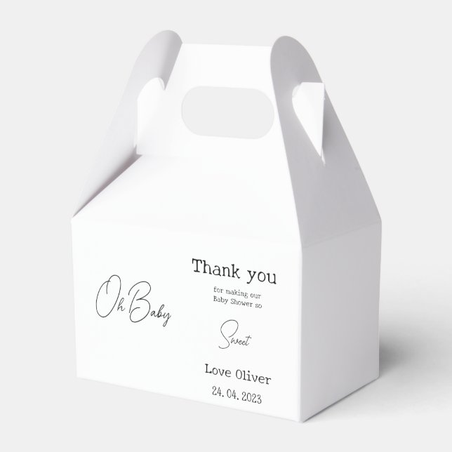Simple Elegant Calligraphy Baby Shower Favor Box (Front Side)