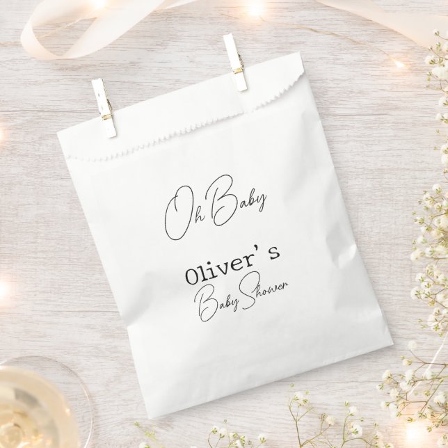 Simple Elegant Calligraphy Baby Shower Favour Bag (Clipped)