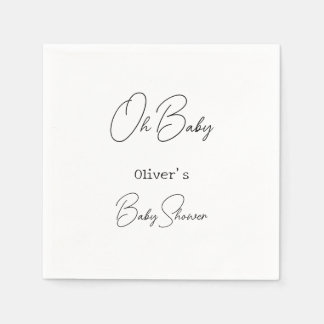 Simple Elegant Calligraphy Baby Shower Napkin