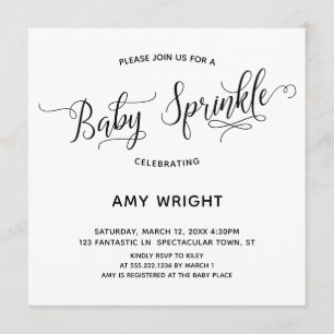 Simple, Elegant Calligraphy Baby Sprinkle Invitation