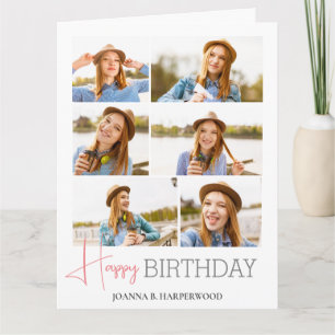 Simple Elegant Calligraphy Birthday Stylish Photo Card