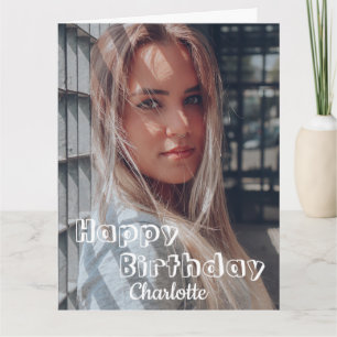 Simple Elegant Calligraphy Birthday Stylish Photo Card
