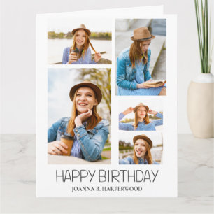 Simple Elegant Calligraphy Birthday Stylish Photo Card