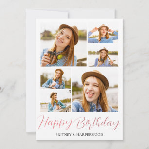 Simple Elegant Calligraphy Birthday Stylish Photo Card