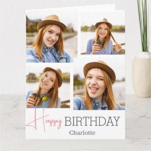 Simple Elegant Calligraphy Birthday Stylish Photo Card