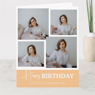 Simple Elegant Calligraphy Birthday Stylish Photo Card