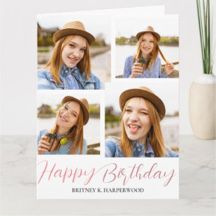 Simple Elegant Calligraphy Birthday Stylish Photo Card