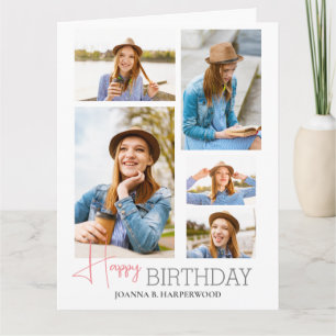 Simple Elegant Calligraphy Birthday Stylish Photo Card
