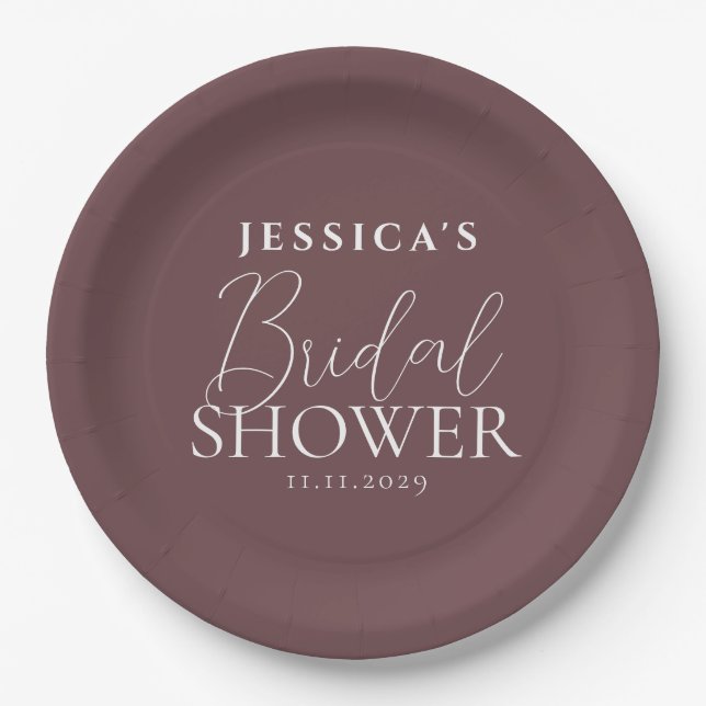 Simple Elegant Calligraphy Bridal Shower Paper Plate (Front)