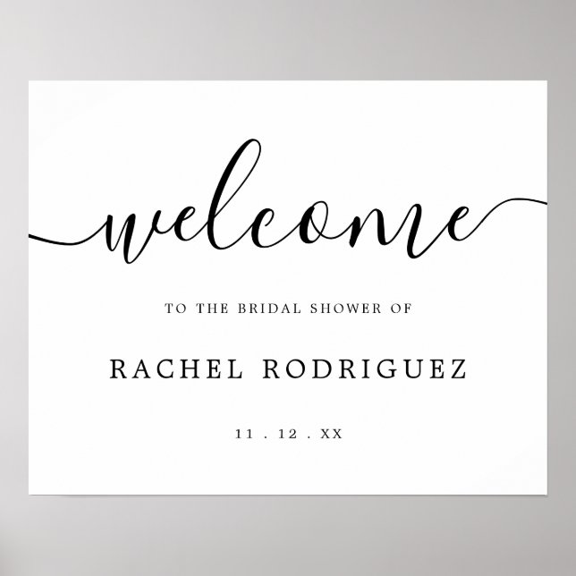 Simple Elegant Calligraphy Bridal Shower Welcome  Poster (Front)