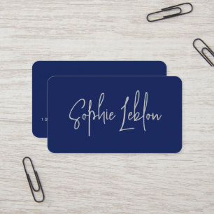 Simple Elegant Calligraphy deep-blue Business Card
