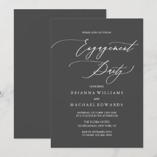 Simple Elegant Calligraphy Engagement Party Invitation