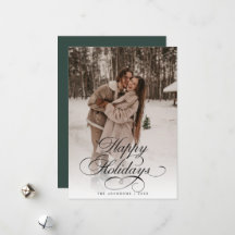 Simple Elegant Calligraphy Green Christmas Photo