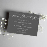 Simple Elegant Calligraphy Grey Wedding Save The Date<br><div class="desc">Simple Elegant Calligraphy Charcoal Save the Date Card.  For more advanced customization of this design,  Please click the "Customize" button above! Matching items are also available.</div>